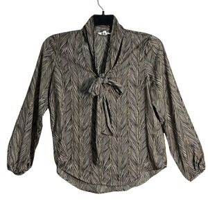 BB Dakota Blouse Long Sleeve‎ Womens Size XS Black Tan Stripes